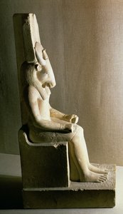 牛の頭を持つモントゥ神の像、メダムド（石灰岩）から